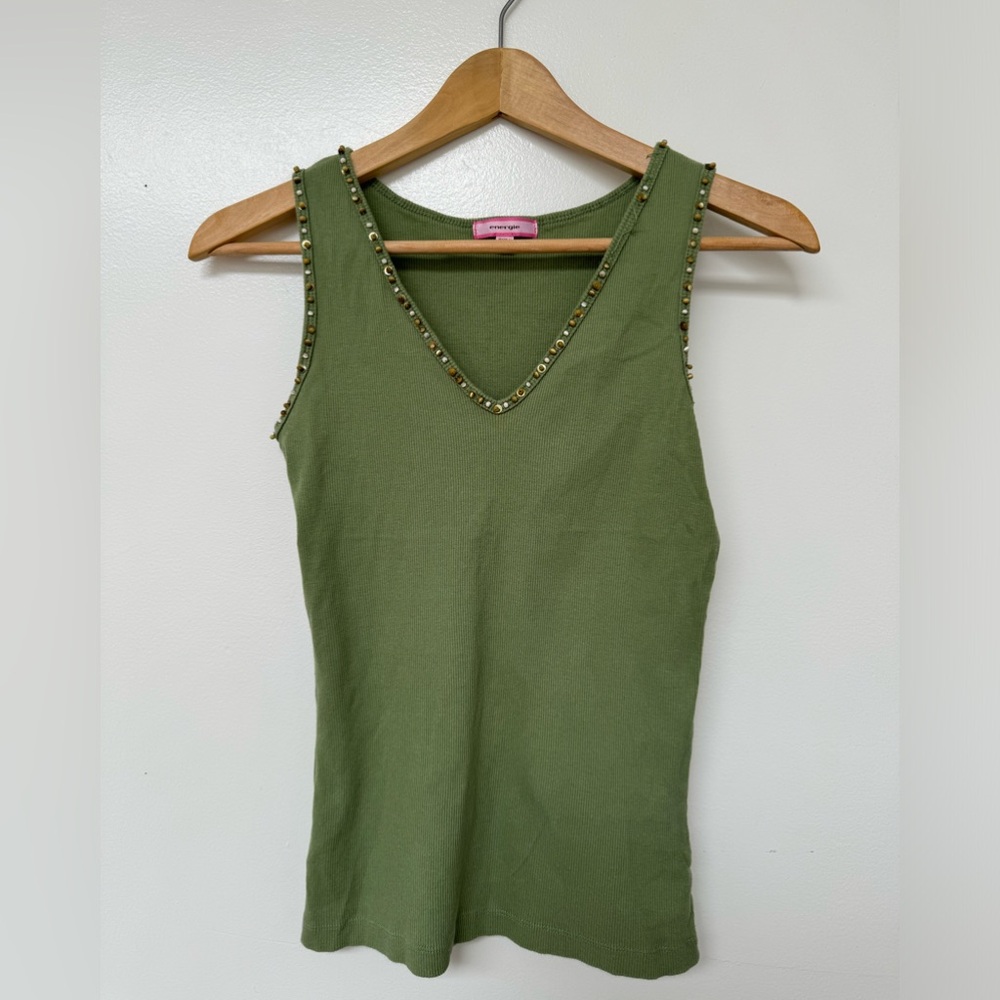 Vintage Green Beaded Tank